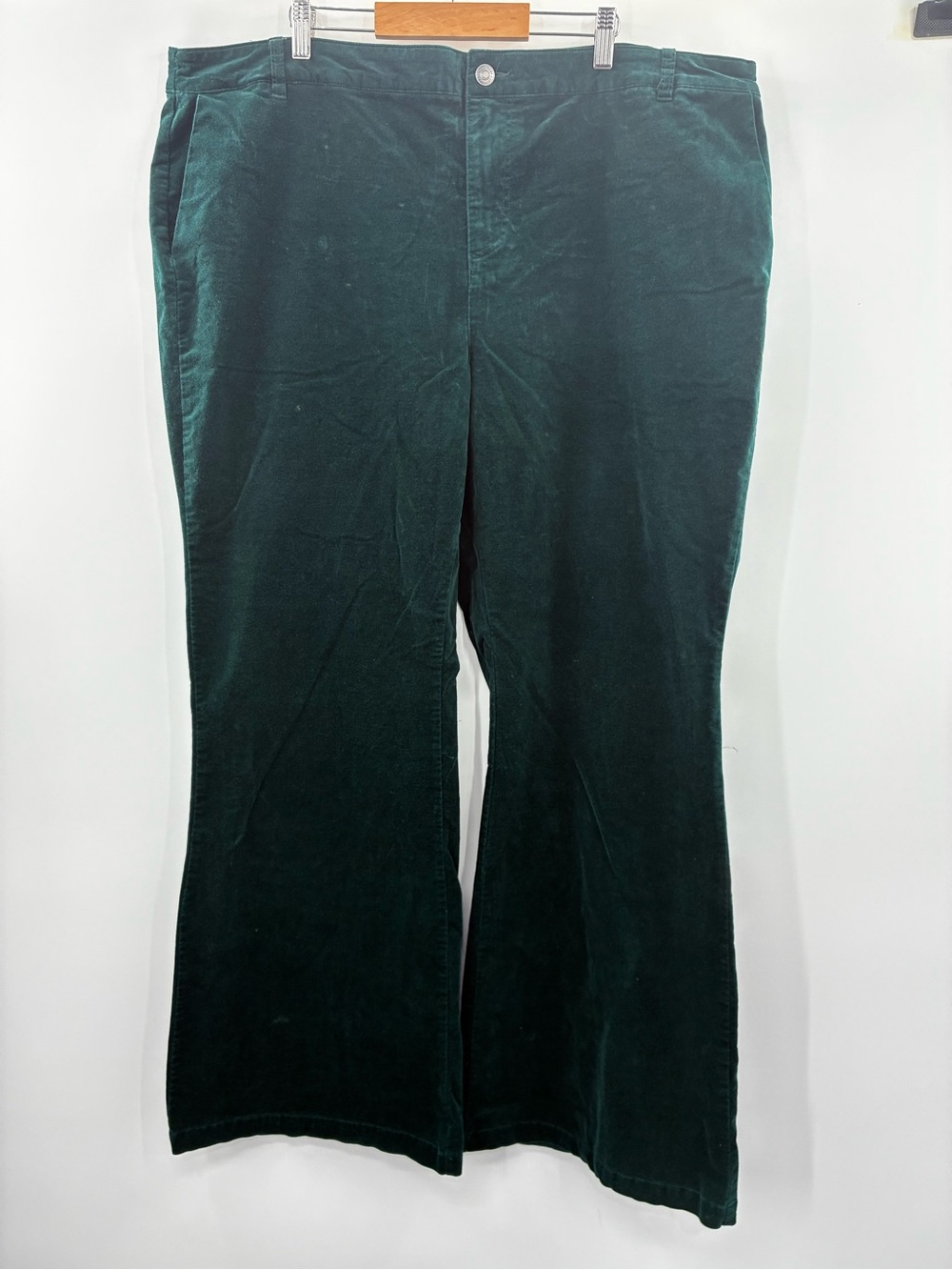 3For$20 Good Hart Dark Green Velvet Corduroy Flare Pants size 22